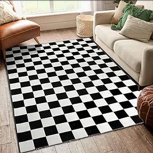 Checkerboard Rug, Black And White Rug, Carpet For Bedroom, Indoor Carpet, Checkered Rug, Patio Porch, Bedroom Carpet, Living Room Rug, White Rug