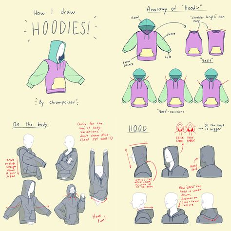 EtheringtonBrothers on Twitter: "Our feature tutorial/artist for today is a great page of helpful notes and beautiful drawings on HOODS and HOODIES by the brilliant @ChrompoisedArt! Tutorials like this are great for showing how clothing BEHAVES DIFFERENTLY depending on the garment. #characterdesign #art #drawing… https://t.co/pOfRrtihyr" How To Draw Hoodies, Hoodie Drawing Reference, Hoodie Reference, Drawing Wrinkles, Hoodie Tutorial, 2024 Art, Hoodie Drawing, Drawing Stuff, Reference Poses