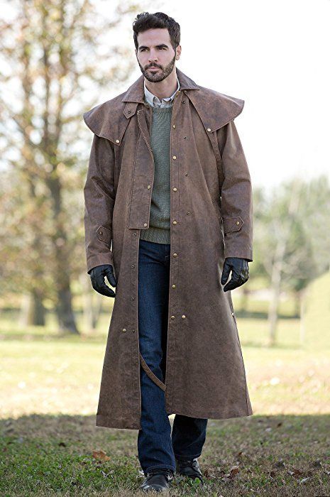 Tan Duster Coat, Gunslinger Costume, Duster Coat Outfit, Coat Outfit Men, Paintball Ideas, Duster Outfit, Leather Duster, Leather Coat Jacket, Leg Straps