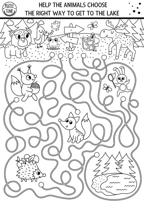 Download the Black and white summer camp maze for children. Active holidays outline preschool printable activity. Family nature trip labyrinth or coloring page with cute woodland animals going to the lake 8469131 royalty-free Vector from Vecteezy for your project and explore over a million other vectors, icons and clipart graphics! Camping Coloring Sheets, Camping Tracing Sheets, Camping Colouring Pages, Summer Camp Coloring Pages, Camping Word Search, Family Nature, Summer Camps For Kids, Preschool Printable, Cityscape Photos