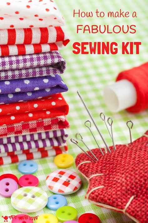 Sewing Kits To Make, Homemade Sewing Kit, Sewing Kits For Kids, Bolt Storage, Storing Fabric, Fabric Stash Organization, Sewing Kit Gift, Sewing Kits Diy, Diy Sewing Kit