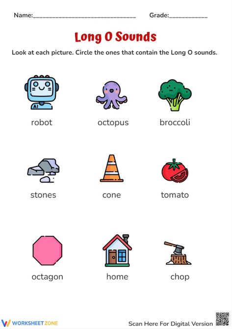 Exploring Long O vowel sounds with this engaging worksheet perfect for students to learn and review their knowledges. Check it out! #longo #phonics #phonicswords #grammar #printables #worksheet #vowels #circling #identifying #letters #longowords #sounds #lettersounds #longo/shorto #osounds #ela #teachingmethod #wordlist #pictures #pdf #freeprintables #kids #homeschooling Sounds Worksheet, Identifying Letters, O Words, English Worksheet, Long Vowel, Long Vowels, Phonics Words, Vowel Sounds, English Worksheets