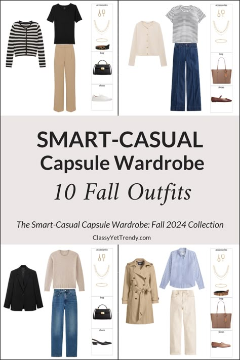 10 Smart-Casual Fall 2024 Outfits: Modern and Minimalist For Work & Everyday - Fall Outfits For Work 2024, Smart Casual Work Outfit Women 2024, Smart Casual Women Outfits 2024 Winter, Smart Casual Autumn Outfit Women, Smart Casual Work Outfit Autumn, Stylish Outfits For Fall, Smart Casual Outfit Women, Capsule Wardrobe French Style, Capsule Wardrobe French