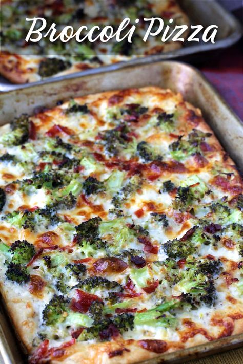 Broccoli Pizza with Provolone, Mozzarella, and Pecorino Romano Broccoli On Pizza, Broccoli Pizza Recipe, Brocolli Pizza, Romano Cheese Recipes, Pizza Recipies, Boboli Pizza, Calzone Recipes, Broccoli Pizza, Flatbread Pizza Recipes