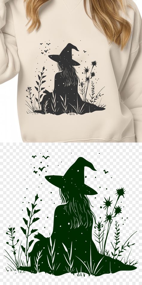 Enchanting free SVG witch design! Perfect for Cricut & Glowforge.  Cut from vinyl or laser engrave onto wood. Download now! #SVG #witch #Cricut #Glowforge #freeSVG #vector #design #vinyl #lasercutting Cricut Witch Projects, Witchy Cricut Ideas, Witchy Cricut Projects, Witchy Svg Free, Cricut Projects Vinyl Free Printables, Svg Free Files For Cricut Shirts, Cute Svg For Shirts, Cricut Images Free Svg, Cricut Designs Free