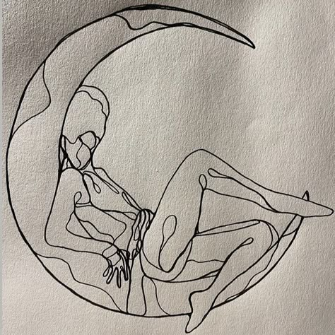 Art Moon, Arte Sketchbook, Arte Inspo, Dope Tattoos, Simplistic Tattoos, On The Moon, Line Art Drawings, Tiny Tattoos, Art Drawings Sketches