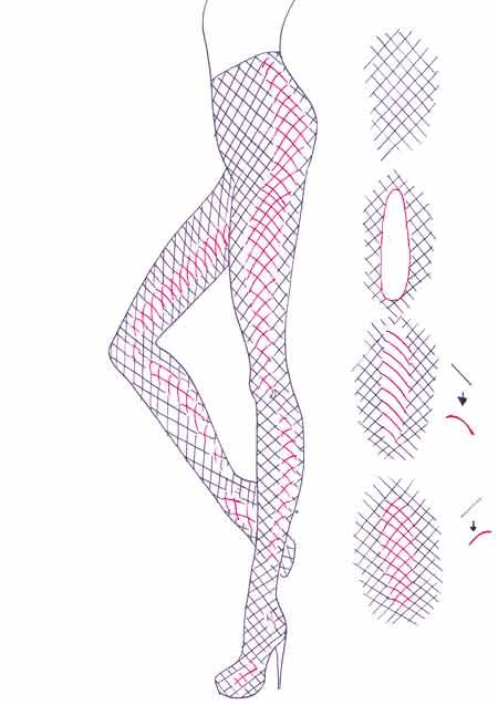 How to draw netting step 6 More How To Draw Fishnets, Net Illustration, Fashion Drawing Ideas, Mesh Stockings, Fashion Models Men, Fashion Illustration Tutorial, Draw Realistic, Fashion Poster Design, Clean Fashion