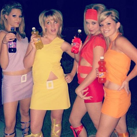 Pin for Later: Ghouls Gone Wild! 60 Creative Girlfriend Group Costumes Fanta Girls Creative Group Costumes, Girlfriend Group, Girl Group Halloween Costumes, Unique Halloween Costumes, Creative Costumes, Cos Play, Group Costumes, Group Halloween Costumes, Cute Halloween Costumes