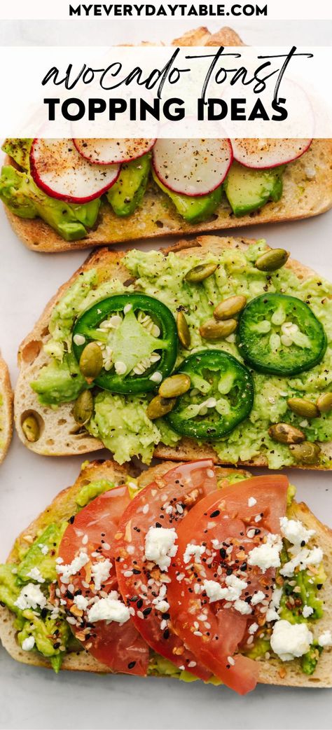 avocado toast topping ideas pin image Avocado Toast Bar, Avocado Toast Ideas, Toast Bar, Best Avocado Toast Recipe, Best Avocado Toast, Toast Recipe Breakfast, Avocado Recipes Healthy, Healthy Recipes For Breakfast, Toast Ideas