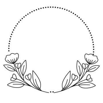 Floral Line Circle Art, Floral Border Design Frames Hand Drawn, Floral Doodles Pattern, Cute Doodle Flowers, Floral Doodle Art, Circle Drawing Ideas, Round Drawing, Simba Tattoo, Leaf Doodle