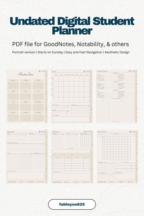 Undated Digital Student Planner PORTRAIT | GoodNotes Planner | Notability Planner | iPad Planner contentplanner #plannercommunity📖 Student Daily Planner, Student Essentials, Digital Student Planner, Phone Planner, Daily Planner Design, Daily Planner Sheets, Planner Workout, Weekly Planner Free Printable, Notability Planner