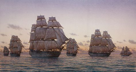 Navy Drawings, Frigate Ship, Tall Ships Art, Fleet Of Ships, Maritime Painting, Navy Art, Navi A Vela, Ship Of The Line, Old Sailing Ships