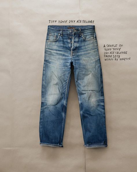 Due to its unparalleled aging property, Ace unquestionably stands as one of the finest Japanese selvage denims we have ever encountered. We are therefore very proud to offer it in Tuff Tony. #NudieJeans #CreateTomorrowsVintage Retro Selvedge Denim Jeans, Relaxed Fit Washed Blue Selvedge Jeans, Selvedge Washed Blue Denim Jeans, Luxury Selvedge Washed Blue Jeans, Vintage Jeans Mens, Selvage Denim, Japanese Selvedge Denim, Edwin Jeans, Denim Inspiration