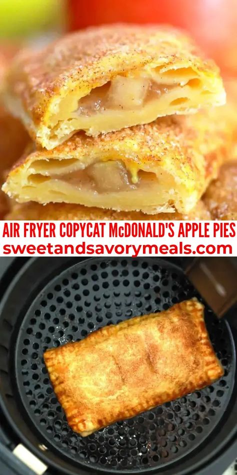 Air Fryer Copycat McDonald’s Apple Pies [Video] - Sweet and Savory Meals Mc Donalds Apple Pie Recipe, Air Fryer Flan, Mcdonalds Apple Pie, Air Fryer Recipes Dessert, Air Fryer Recipes Snacks, Apple Pie Recipe Easy, Air Fryer Cooking Times, Cooks Air Fryer, Apple Turnovers