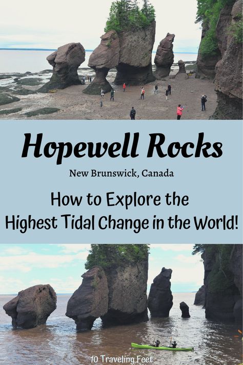 Come explore the ocean floor at Hopewell Rocks in New Brunswick, Canada! Discover the highest Tidal Change in the World at over 40 feet everyday! This is definitely a bucket list site! Great for Families too! Hopewell Rocks is an experience you'll remember forever! Hopewell Rocks, Family Traveling, Bucket List Family, Family World, New Brunswick Canada, Canada Travel Guide, Ocean Floor, Kid Friendly Activities, Us Travel Destinations