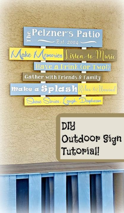 DIY Porch Rules Sign Tutorial!  Learn how to  make a wood sign with your Cricut.  DIY Outdoor Decor for cheap! Diy Patio Signs, Patio Signs Diy Quotes, Porch Rules Sign, Small Patio Ideas On A Budget, Wooden Signs With Quotes, Backyard Signs, Patio Signs, Diy Swimming Pool, Crafts For Teens To Make