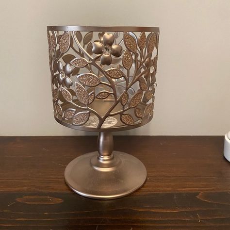 Bath and Body Works candle holder for 3 wick candles 3 Wick Candle Holder, 3 Wick Candle, Bath Candles, 3 Wick Candles, Candle Sizes, Wick Candle, Decorative Metal, Candle Shop, Cat Friendly Home