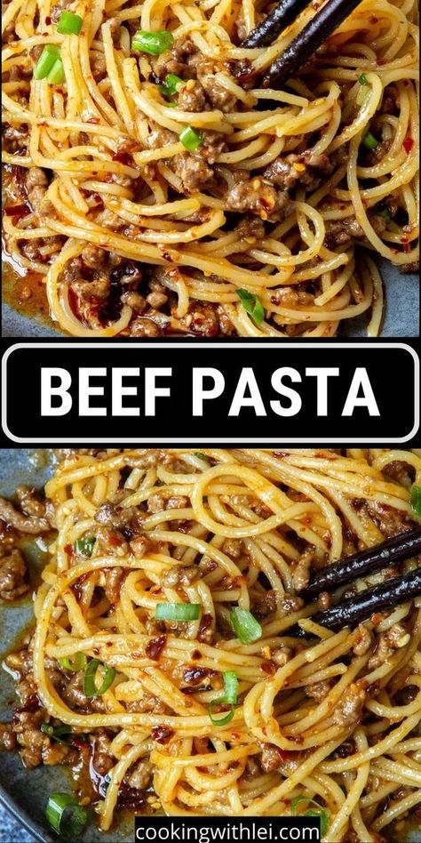 Bored of the red tomato sauce pasta? Mix up your meals with these Asian ground beef pasta. Ground Beef And Spaghetti Noodles, Ground Beef Pasta Recipes For Dinner, Ground Beef With Pasta, Ground Beef And Pasta Recipes, Dinner Recipes Main Dishes, Pasta Recipes With Ground Beef, Pasta Ground Beef Recipes, Asian Ground Beef, Baking Dessert Recipes