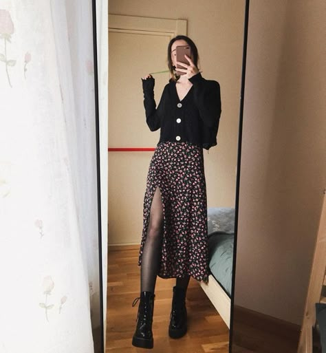 Doc Martens, Black Boots, Mirror, Skirt, Boots, Floral, On Instagram, Instagram, Black