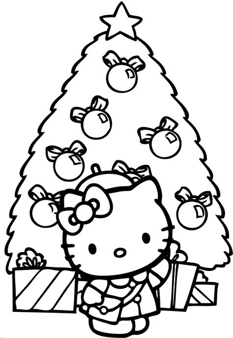 Hello Kitty Christmas Coloring Pages - Best Coloring Pages For Kids Coloring Books Pages, Hello Kitty Christmas Drawing, Christmas Present Coloring Pages, Fargelegging For Barn, Hello Kitty Colouring Pages, Hello Kitty Printables, Christmas Coloring Sheets, Kitty Christmas, Hello Kitty Crafts