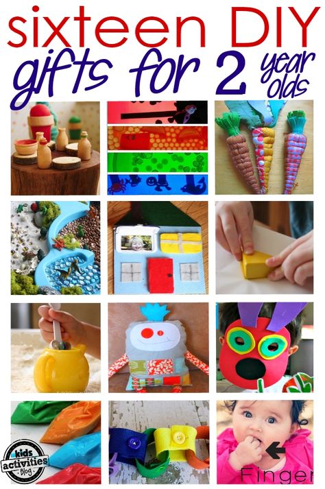 These 16 homemade gifts for a 2 year old will have toddlers playing and will save gift givers the horror of the holiday shopping rush. Diy Toys For 2 Year, Diy Toddler Gifts, Diy Gifts For Toddlers, Diy Toys Easy, Toys For 2 Year, Busy Boxes, Boy Diy, Homemade Toys, Diy Kids Toys