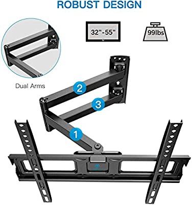 PERLESMITH TV Wall Mount Bracket Full Motion Single Articulating Arm for Most 32-55 inch LED, LCD, OLED, Flat Screen, Plasma TVs with Tilt, Swivel and Rotation Up to 99lbs VESA 400x400mm: Amazon.ca: Electronics Corner Tv Wall, Corner Tv Wall Mount, Tv Living Room, Wall Mount Tv, Full Motion Tv Wall Mount, Mount Tv, Curved Tvs, Architecture Blueprints, Tv Wall Mount Bracket