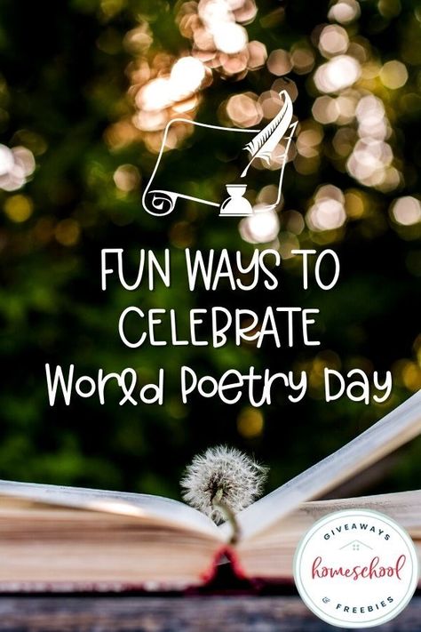 Help your kids appreciate poetry, a unique and vibrant part of Literature, with these fun ways to celebrate World Poetry Day on March 21st or throughout your homeschool year. Poetry Day Ideas, Poetry Party Ideas, Poetry Reading Event, Poetry Party, Fun Poetry Activities, Poetry Night, Poetry Books For Kids, World Poetry Day, Homeschool Fun