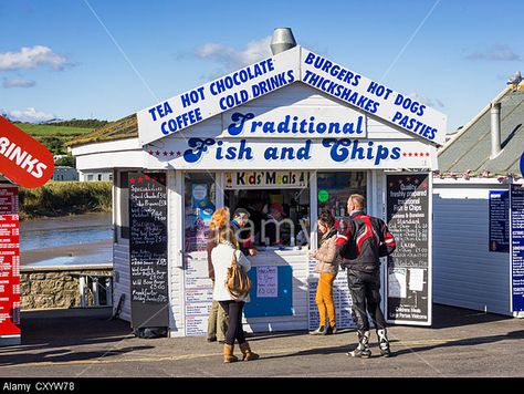 Fish And Chips Stand At The Seaside - West Bay, Bridport, Dorset, Uk Stock Photo, Picture And Royalty Free Image. Pic. 51014300 Bridport Dorset, Seaside Cafe, Dorset Uk, British Seaside, Self Catering Cottages, West Bay, Devon And Cornwall, Nice Places, Fish Market