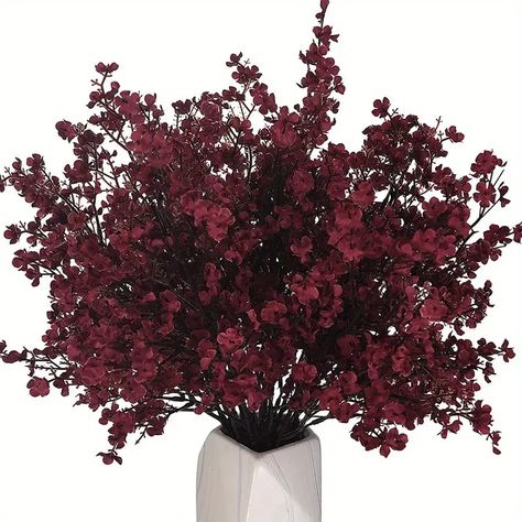 Realistic Babys Breath Fabric Flowers For Home Decor And Weddings - Faux Gypsophila Bouquet For Fall Arrangements And Kitchen Decor - Temu Gypsophila Bouquet, Birthday Party Accessories, Home Dining Room, Making A Bouquet, Faux Floral Arrangement, Artificial Flower Bouquet, Wedding Scene, Flower Packaging, Burgundy Flowers