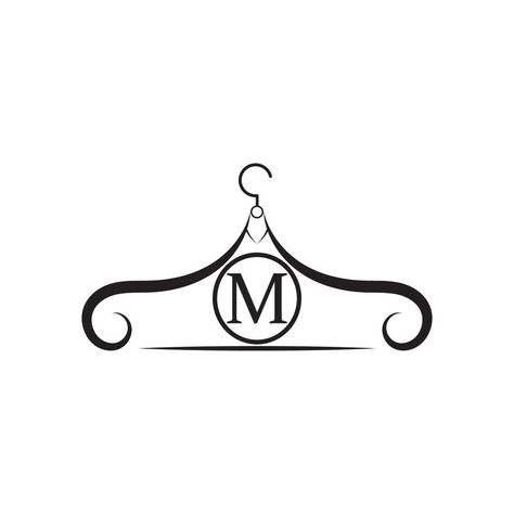 Fashion vector logo. Clothes hanger logo. Letter M logo. Tailor emblem. Wardrobe icon - Vector design Hangers Clothes Design, Logo Design Ideas Fashion Clothing, M Design Logo, Logo Tailor, Tailor Logo Design, Logo Design Clothing, Hanger Art, Logo Clothes, Hanger Logo