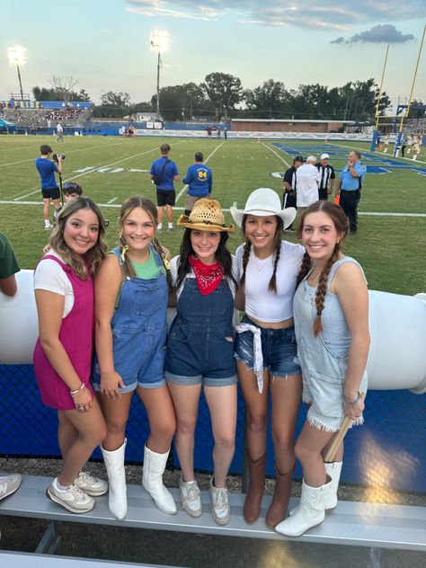 #football #countrytheme #farm #fnl Western Outfits Football Games, Country Football Theme, Country Fnl Theme, Western Football Game Outfits, Cowboy Theme Football Game Outfit, Western Theme Football Game Outfit, Country Themed Football Game Outfit, Fnl Themes, Jungle Outfit