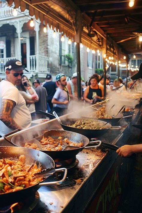 Celebrate Food Festivals in New Orleans 🎉✨ Join the vibrant food festivals in New Orleans. From gumbo to beignets, enjoy a culinary celebration of the city's unique cuisine. 🌿🍤 #NewOrleansFood #FoodFestivals #CulinaryAdventure #FoodTravel Food Festival Aesthetic, Nola Aesthetic, New Orleans Brunch, French Market New Orleans, New Orleans Beignets, New Orleans Festivals, Camp America, New Orleans Food, Vibrant Food