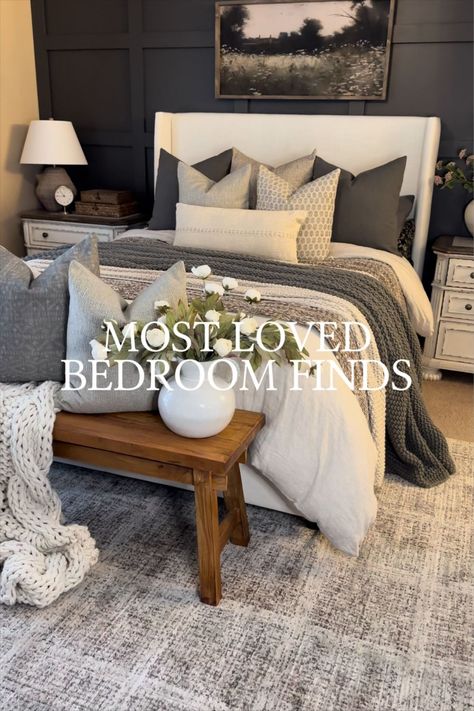 Tilly Upholstered Bed curated on LTK Linen Grey Bedding, Charcoal Bedding Ideas, Moody Bedding Bedroom, Gray Quilt Bedding, Grey Duvet Cover Bedroom, Bedding For Grey Headboard, Gray Master Bedrooms Decor, Grey Bedding Ideas, Gray Headboard Bedroom Decor