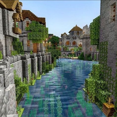 Seaside Village Minecraft, Minecraft River Village, Minecraft Port Town, Minecraft Town Ideas, Minecraft Town, Minecraft Kingdom, Minecraft Village, Minecraft Houses Blueprints, Minecraft Structures