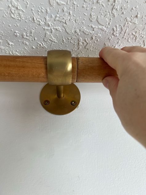 Diy Double Curtain Rod Brackets, Wood Curtain Rod Brackets, Make Your Own Curtain Rods, Adhesive Curtain Rod Brackets, Industrial Curtain Rod Ideas, Extra Wide Curtain Rods, Funky Curtain Rods, Wood Curtain Rod Diy, Diy Leather Curtain Rod Holder