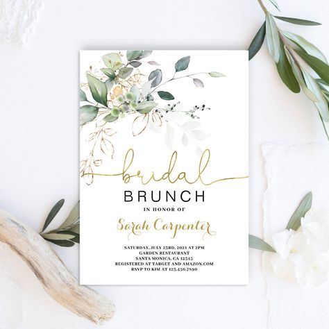 Greenery Bridal Shower Brunch invitation Bubbles Wedding, Wedding Shower Brunch, Bridal Shower Brunch Invitations, Bridal Brunch Invitations, Wedding Bubbles, Modern Bridal Shower, Elegant Bridal Shower, Brunch Invitations, Bridal Shower Brunch