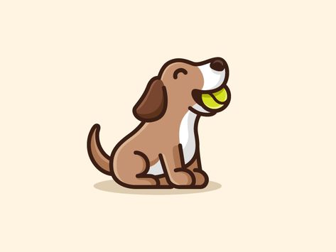 Dog & Tennis Ball - 04 Dog Cute Illustration, Cute Dog And Cat Drawing, Tennis Ball Tattoo Dog, Playful Dog Drawing, Dog Toys Illustration, Playful Dog Illustration, Cute Dog Vector Illustrations, Cute Dog Cartoon, Big Head