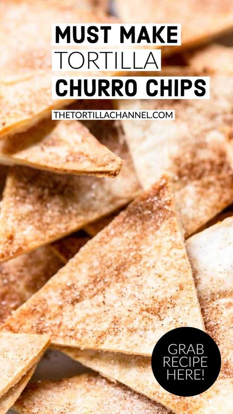 Recipes With Flour, Recipes Using Flour Tortillas, Mexican Churros Recipe, Homemade Churro, Churro Chips, Recipes Using Flour, Recipe Using Tortillas, Spanish Snacks, Tortilla Dessert