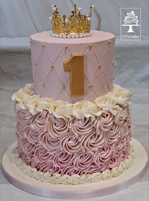 Princess Theme 1st Birthday Cake, Princess Cake For 1st Birthday, Tiered Princess Cake, Princess Cake 3 Tier, 2 Layer Princess Birthday Cake, Princess Two Tier Cake, Royal Princess Cake Ideas, 1st Birthday Cake Girl Princess, Cake Design For 1st Birthday Girl