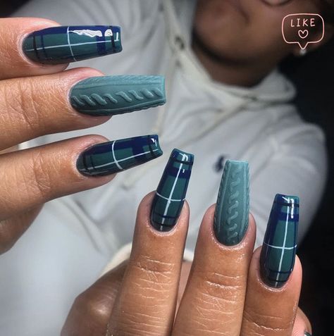 November Nail Designs, Plaid Nail Designs, Plaid Nail Art, November Nails, Plaid Nails, Kwanzaa, Xmas Nails, Coffin Nails Designs, Pretty Acrylic Nails