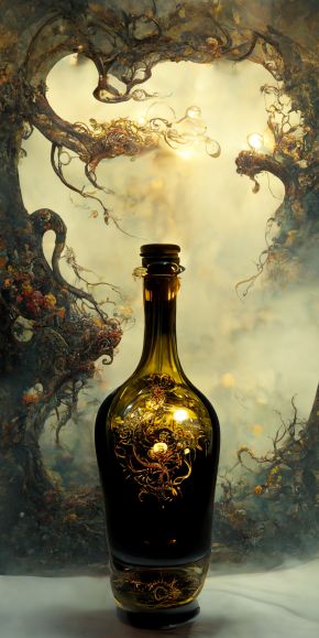 Magical Items, Wine Bottle, Digital Art, Carving, Wine