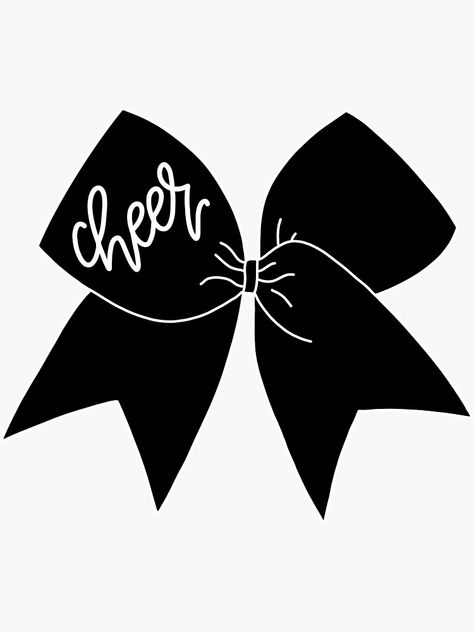 "Cheer Bow (Black)" Sticker for Sale by crystalcreative | Redbubble Cheer Bow Svg Free, Cheer Bow Drawing, Cheer Cricut Ideas, Cheerleading Stickers, Cheer Decals, Cheer Silhouette, Cheer Stickers, Cheer Gear, Bow Drawing