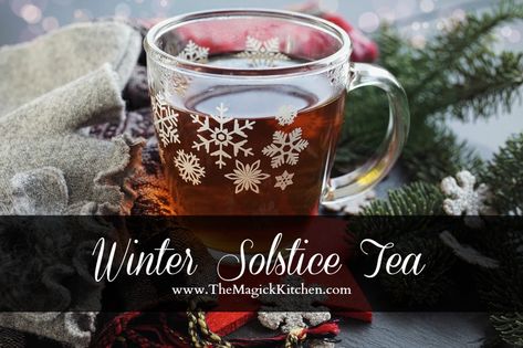 Yule Traditions, Tea Blends Recipes, Yule Celebration, Winter Solstice Celebration, Apple Cider Sangria, Kitchen Witch Recipes, Solstice Celebration, Herbal Teas Recipes, Winter Tea