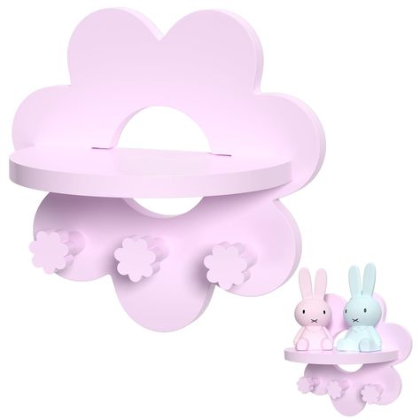 PRICES MAY VARY. Cute and Coquette Room Decor: Our Kawaii Wood Floating Shelf in pink is the perfect addition to any room, adding a touch of cuteness and coquettishness to your space. The delicate and tender color creates a positive and inviting atmosphere, making it suitable for any room decoration. Decorative and Functional: Our floating shelf not only adds charm to your room, but also provides ample storage space. With built-in hooks, you can easily hang necklaces, jewelry, coats, and keys, k Pink Living Room Decor Apartment, Bunny Room Decor, Cute Kawaii Room, Kawaii Decorations, Minnie Mouse Room Decor, Daisy Wall Decor, Girls Bedroom Accessories, Kawaii Home Decor, Hang Necklaces