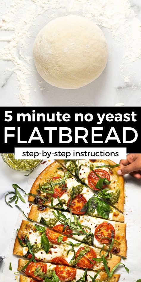 No Yeast Flatbread, Flatbread Dough Recipe, Flatbread Pizza Dough, Homemade Flatbread Pizza, Homemade Flatbread Recipes, Flatbread Dough, Flatbread Pizza Recipes, Easy Flatbread, Homemade Flatbread