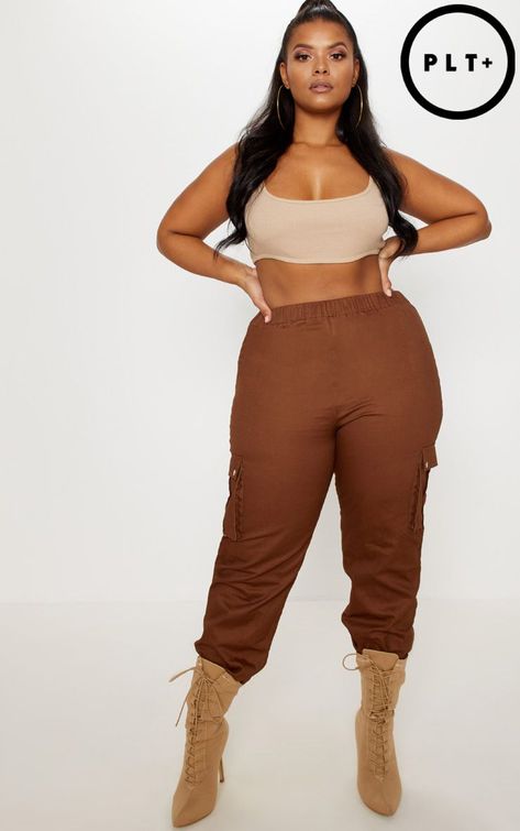 Image Plus Size Cargo, Plus Size Trousers, Comfortable Trousers, Ladies Trousers, Brave Soul, Casual Trousers, Cargo Trousers, Active Women, Pocket Detail