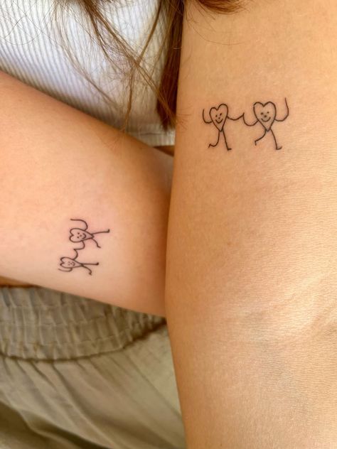 College Tattoos Friends, Roommate Tattoos Matching College, Matching Bf And Gf Tattoos, Bf Tattoo Ideas, Tattoos Matching Sister, Small Matching Tattoos For Sisters, Funny Couple Tattoos, Small Henna Tattoos, Matching Bff Tattoos