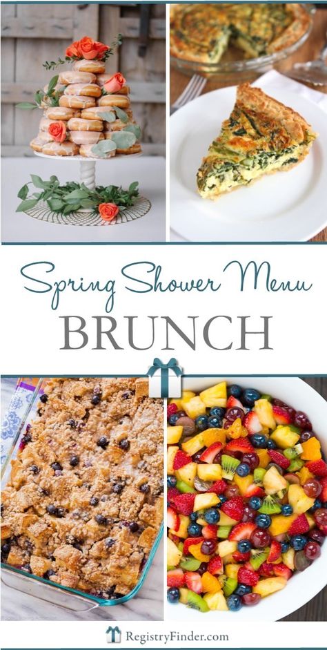 Bridal Shower Brunch Menu, Brunch Party Menu, Baby Shower Food Menu, Bridal Brunch Food, Breakfast Brunch Menu, Baby Shower Brunch Food, Baby Shower Menu, Vegan Brunch, Spring Brunch