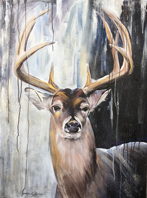 Whitetail Deer painting by Mark Grice. 36"x48" acrylic. Hunting Painting, Deer Artwork, Animal Paintings Acrylic, Deer Drawing, Deer Illustration, Deer Painting, Cabin Art, Barn Painting, Painting Canvases