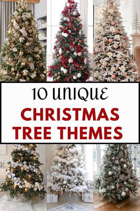 10 Creative Christmas tree themes and ideas that will make your holiday season shine brighter than ever. This holiday season, let Christmas lights illuminate your home, your heart, and your cherished traditions. Choose a theme that speaks to your spirit and let your creativity flow as you deck your halls with the magic of the season. Merry Christmas! How To Decorate A Real Christmas Tree, Unique Christmas Tree Themes, Christmas Decir, Unique Christmas Trees Themes, Small Space Christmas Tree, Tree Themes, Creative Christmas Trees, Real Christmas Tree, Christmas Pajama Set